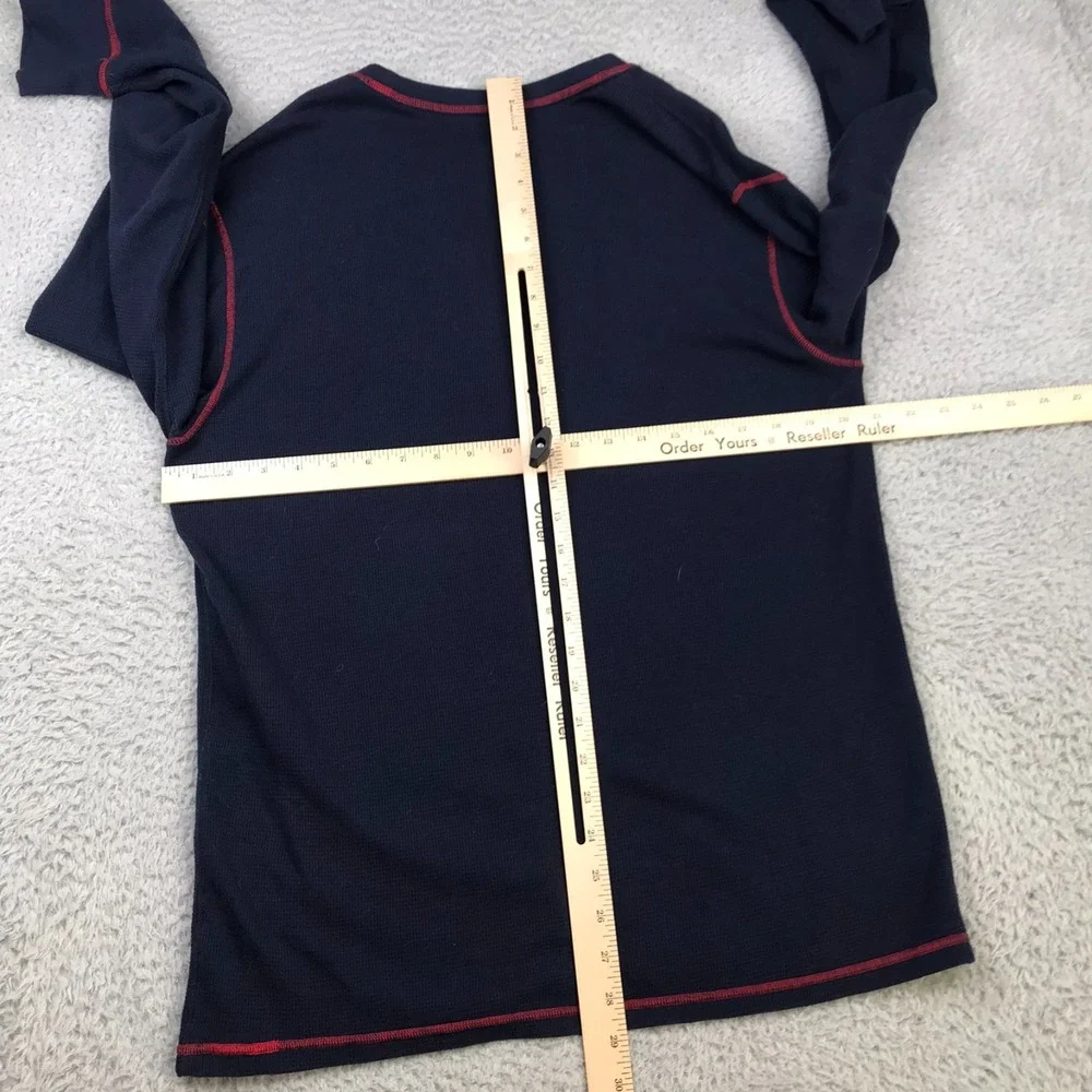 Polo Ralph Lauren Waffle Knit Crewneck Shirt Mens L Navy Flag Logo Thermal Layer